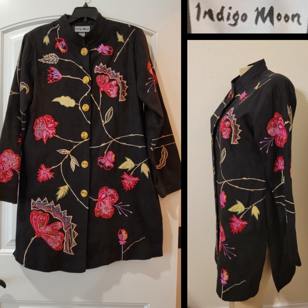 Indigo Moon embroider applique tunic M